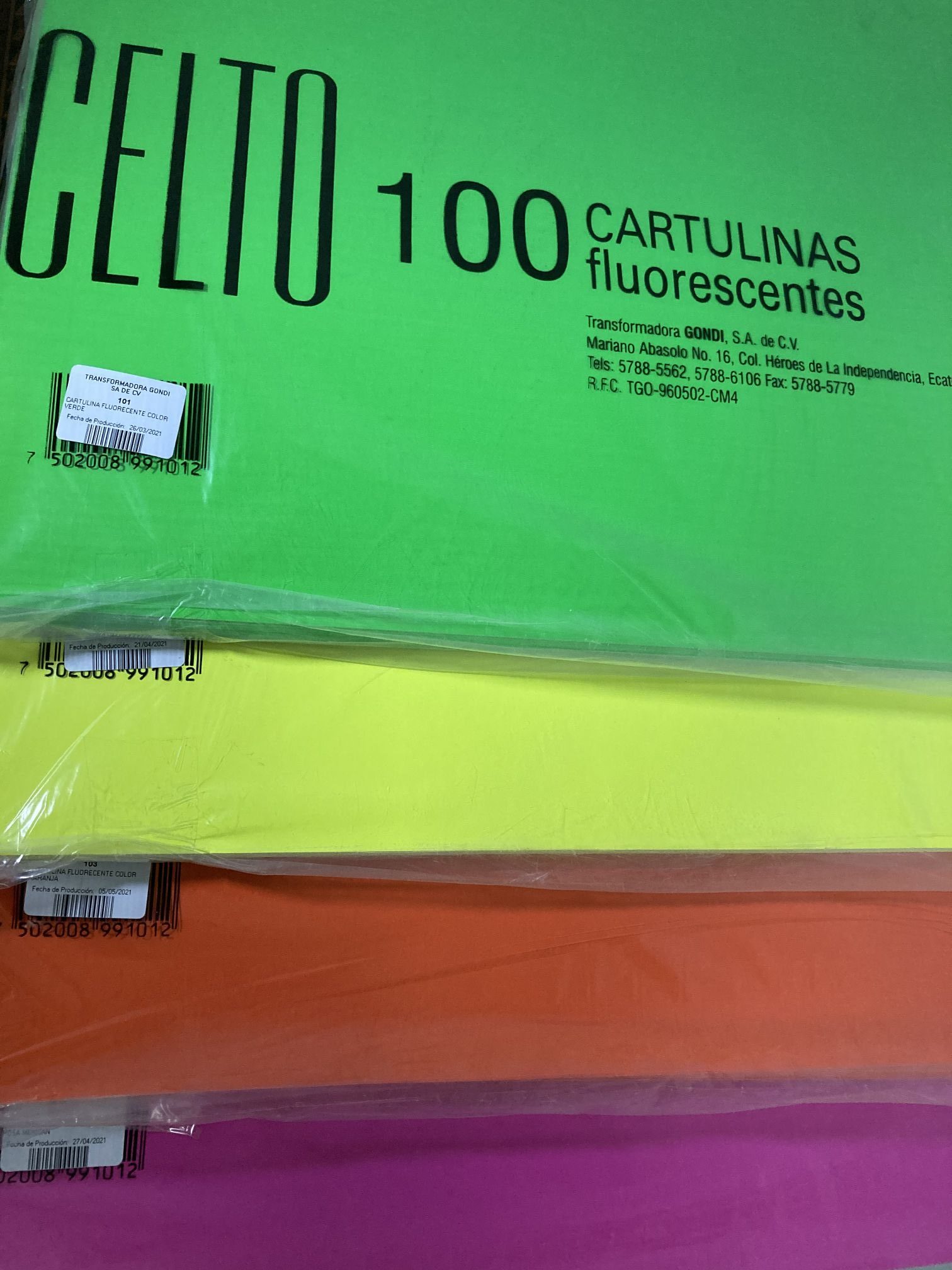 Cartulinas Grandes Fluorescentes Verde SOPL0008042